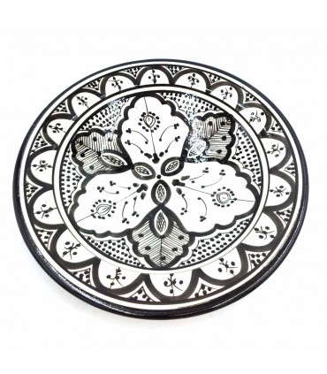 Assiette ou Table Décorative - Céramique Andalouse Asfi - Artisanat Marocain - Modèle Aswadein