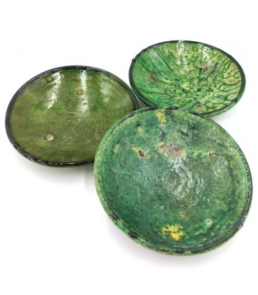 Tamegroute Green Ceramic Plate or Fruit Bowl Moroccan Crafts - Tamegroute Model