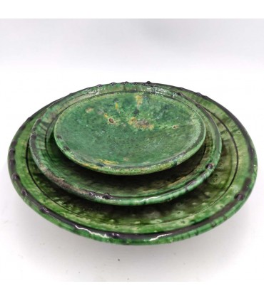 Tamegroute Green Ceramic Plate or Fruit Bowl Moroccan Crafts - Tamegroute Model
