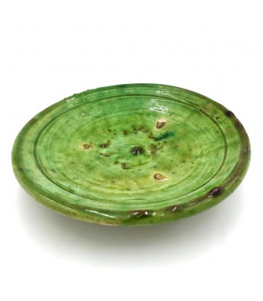 Tamegroute Green Ceramic Plate or Fruit Bowl Moroccan Crafts - Tamegroute Model