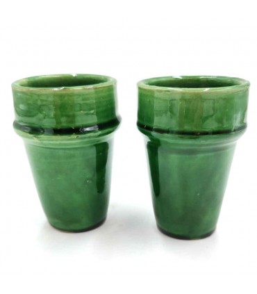 Vaso Té Cerámica verde Tamegroute Marroquí Modelo Tamegroute