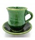 Tazza da caffè o tè + Piattino in ceramica verde Tamegroute Artesania Vintage