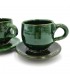 Tazza da caffè o tè ampia + piattino in ceramica verde Tamegroute Vintage Crafts
