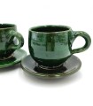 Grande tasse à café ou à thé + soucoupe en céramique verte Tamegroute Vintage Crafts