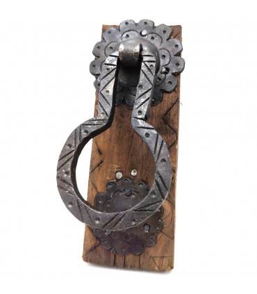 Maniglia a battente per porta rustica in ferro battuto, fucina artigianale marocchina, maniglia in stile vintage antico nº3