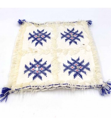 2 x Funda Cojín Bereber Artesanía Marroquí Blanco Decoración Andalusí Bohemio 35cm x 35cm Modelo nº12