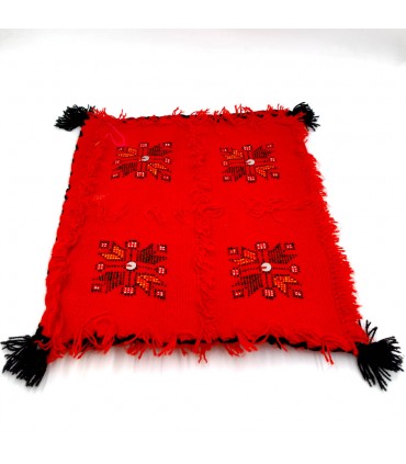 2 x Capa de Almofada Berbere Artesanato Marroquino Vermelho Boémia Decoração Andaluza 40cm x 40cm Modelo nº18