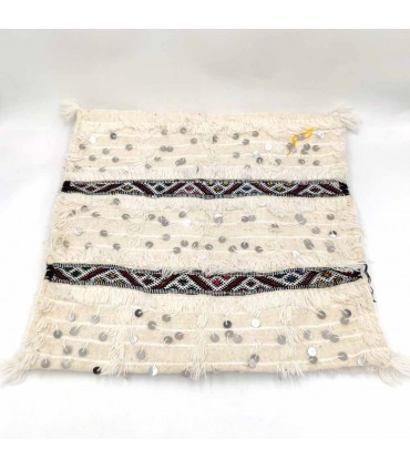 2 x Berber Cushion Cover Moroccan Crafts White Bohemian Andalusian Decoration 50cm x 50cm Model nº1