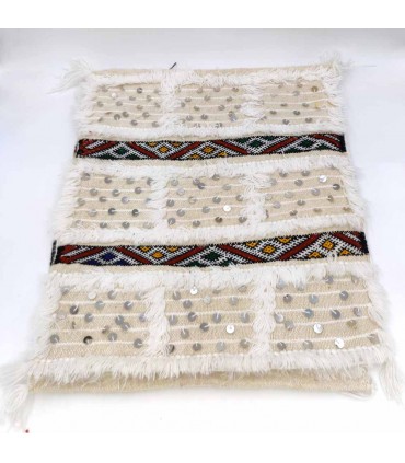 2 x Housse de Coussin Berbère Artisanat Marocain Beige Décoration Bohème Andalouse 50cm x 50cm Modèle nº3