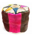 Funda Puff Alto Marroquí Árabe Cuero 100% - Artesanía Marroquí - Modelo Alwanii