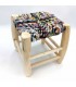 Tabouret Marocain Citron Bois Chutes de Tissu Tissé Modèle Tadwir