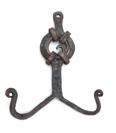 Ferro battuto a mano doppio gancio di vestiti - design arabo - qualità Deluxe - 14 cm