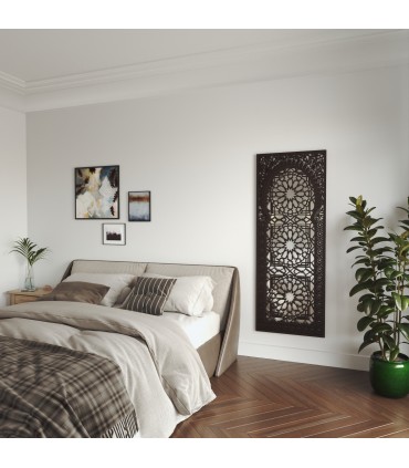 Miroir en Bois Treillis Arabe Mauresque Découpé au Laser Décoration Andalouse 160cmx60cm Modèle Kalifa