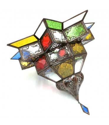 Arabic Ceiling Lamp - Multicolored Crystals - Calado Árabe Online