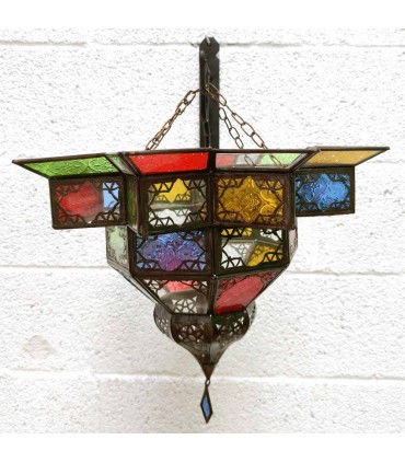 Lâmpada de teto Árabe - Cristais Multicolor - Projecto de árabes