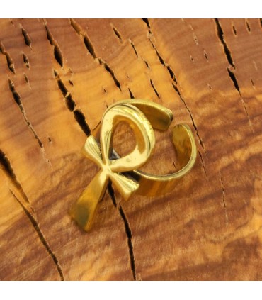 Eye of Horus Ring or Key of Life Ancient Egypt in Gold Metal Universal Size