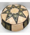 Pouf Arabe 100% Cuir - Couleur Noir Artisanat Marocain - Modèle Laun Aswad