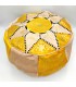 Pouf Arabe 100% Cuir - Jaune - Artisanat Marocain - Modèle Laun Safri