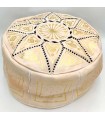 Pouf Arabe 100% Cuir - Couleur de Peau Naturelle Artisanat Marocain - Modèle Laun Abiadun