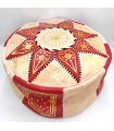 Puff árabe 100% couro - artesanato marroquino cor vermelha - modelo Laun Ahmar
