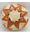Pouf Arabe 100% Cuir - Couleur Orange Artisanat Marocain - Modèle Laun Burtukal