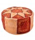 Pouf Arabe 100% Cuir - Couleur Grenat Artisanat Marocain - Modèle Laun Al'Aqiq