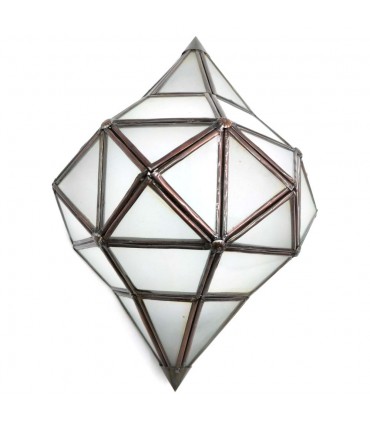 Lampada da Parete Artigianale Marocchino Metallo e Vetro - Colore Rame e Bianco - Serie Yahra Modello Sable