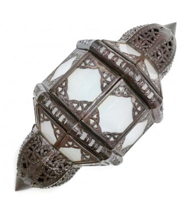 Applique Artisanat Marocain Métal et Verre - Couleur Cuivre et Blanc - Modèle Nahr Série Sable