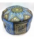 Puff árabe 100% couro - artesanato marroquino cor azul - modelo Aswad Azrak