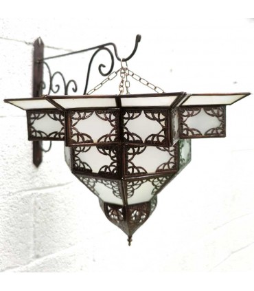 Lampada da soffitto di artigianato marocchino bianco e rame - Serie Sable - Modello Najma Abiad