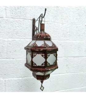 Lâmpada de teto artesanal marroquina branca e cobre - Série Sable - Modelo Nahr