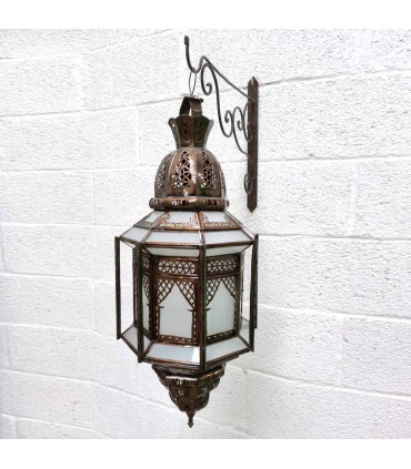 White and Copper Moroccan Craftsmanship Ceiling Lamp - Sable Series - Samai Saguir Model