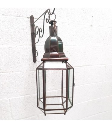 Lampada Lanterna Marocchina Stile Andaluso - Vetro Trasparente - Artigianato Fez - Modello Fezi El-Abiad