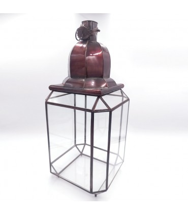 Lampada Lanterna Marocchina Stile Andaluso - Vetro Trasparente - Artigianato Fez - Modello Fezi El-Abiad