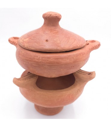 Bruciatore a carbone + Mini pentola di terracotta Oued Laou Artigianato marocchino - Serie Amsa