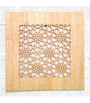 Cadre Miroir Décoratif Cadre Treillis Arabe Bois - Décoration Orientale - Découpe Laser - Modèle Alimuna 1 - 60 x 60 cm