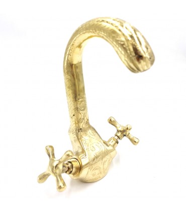 Grifo Marroquí Lavabo Latón Dorado Decorado Artesanía de Marruecos Modelo Marrakech