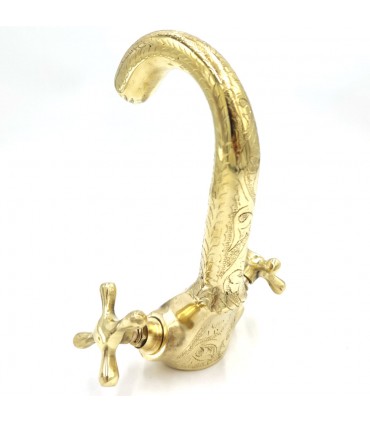 Robinet Marocain Lavabo Laiton Doré Décoré Artisanat Marocain Modèle Marrakech