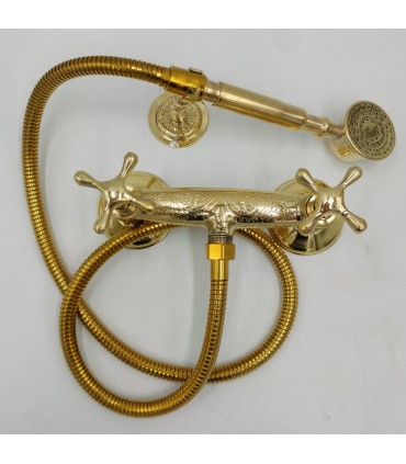 Rubinetto Doccia Marocchino Ottone Dorato Decorato Artigianato Marocchino Modello Marrakech