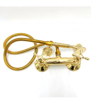 Grifo Marroquí Ducha Latón Dorado Decorado Artesanía de Marruecos Modelo Marrakech