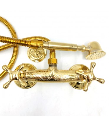 Moroccan Shower Faucet Golden Brass Decorated Moroccan Crafts Marrakech Model