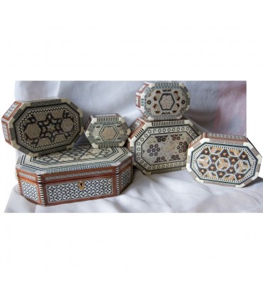 Oval Schmuck box weiß Befestigungspunkten eingelegt Ägypten - 6 Größen