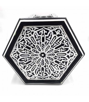 Mesa Lateral de Madeira com Treliça - Artesanato Marroquino - Modelo SARABIA ASWAD