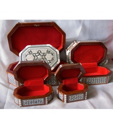 Egypt White Oval Marquetry Jewelry Box - 6 Sizes