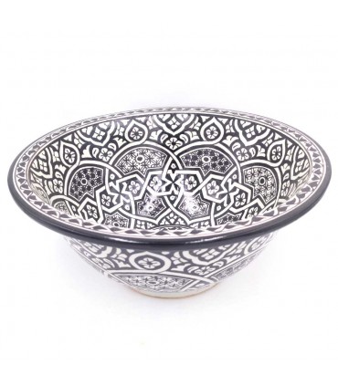 Lavabo Cerámica Marroquí Fez 40cm Artesanía Pintado a Mano - Modelo Aswadein