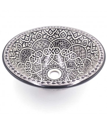 Lavandino in ceramica marocchina Fez 40 cm Artigianato dipinto a mano - Modello Aswadein