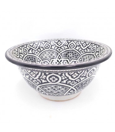 Evier Céramique Marocain Fès 40cm Artisanat Peint Main - Modèle Aswadein
