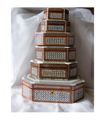 Oval Schmuck box weiß Befestigungspunkten eingelegt Ägypten - 6 Größen