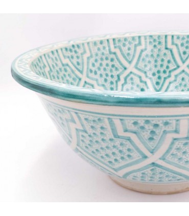 Evier Céramique Marocain Fès 40cm Artisanat Peint Main - Modèle Khadri