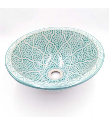 Moroccan Ceramic Sink Fez 40cm Hand Painted Crafts - Khadri Model